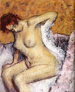  nude Oil Painting - After The Bath nude balletdancer Edgar Degas